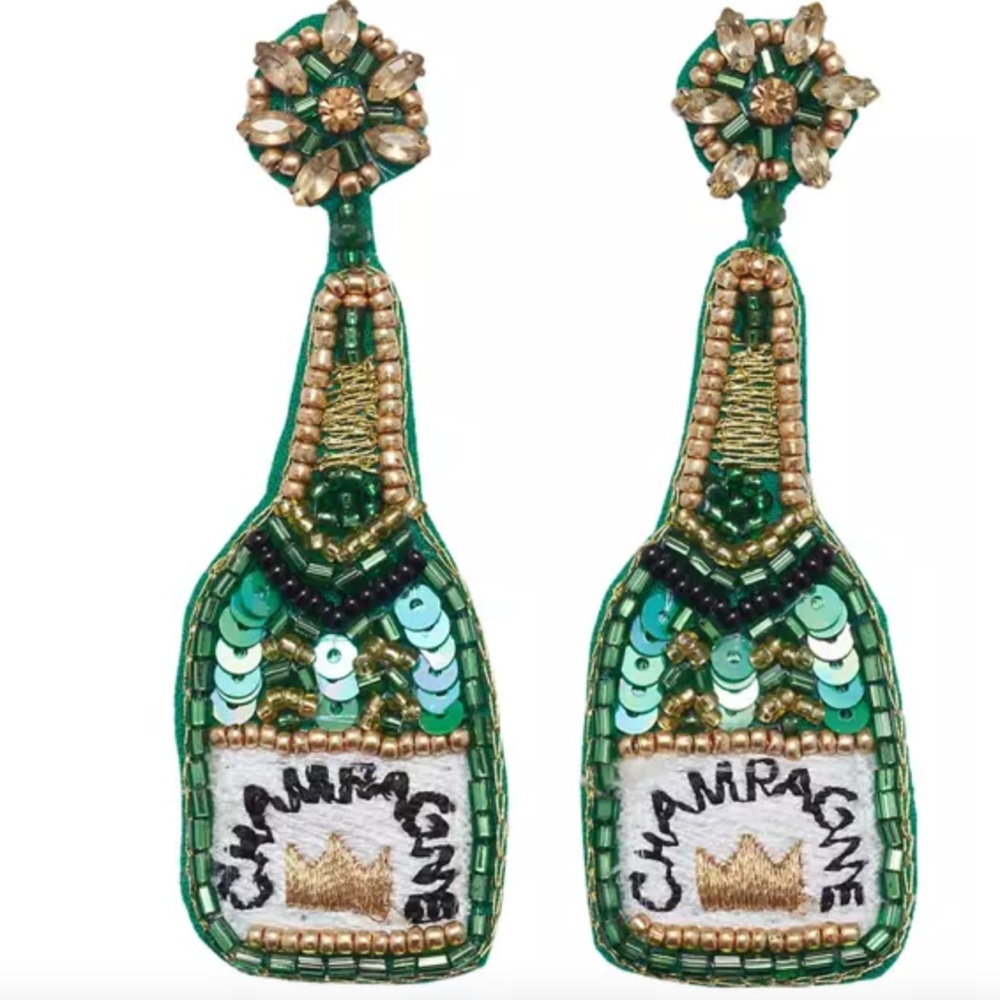 NWT Belk Champagne Bottle Beaded Drop Earrings